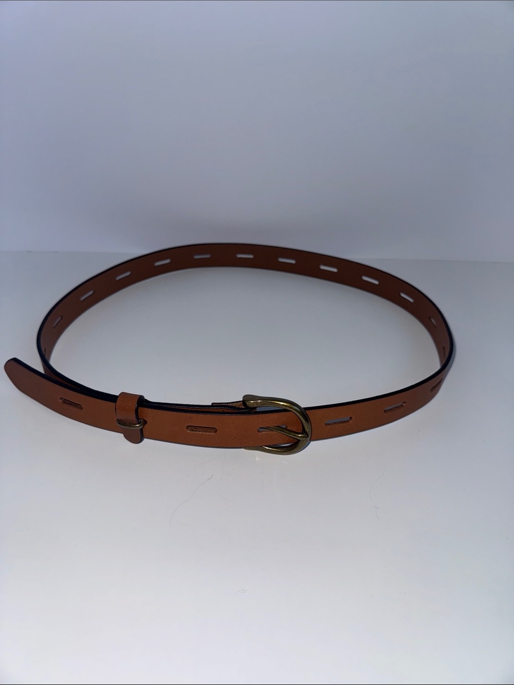 Madewell Adjustable Leather Belt Perforated Tan Western Minimalist M